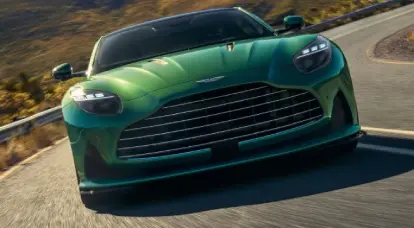 Front view of green Aston Martin DB12