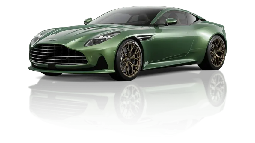 Side view of green Aston Martin DB12