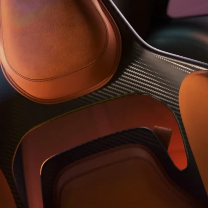 Upclose view of leather seat in Aston Martin DB12