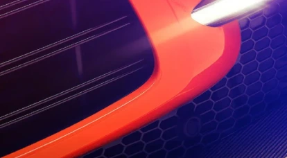 Front view of grill of orange Aston Martin DBX707