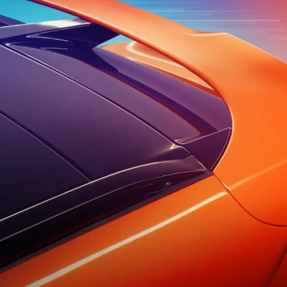 Upclose view of back of orange Aston Martin DBX707